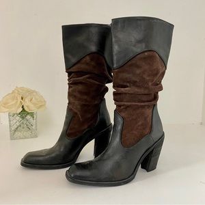 Brown Leather Heeled Cowboy Style Boots from ANTONIO MELANI!